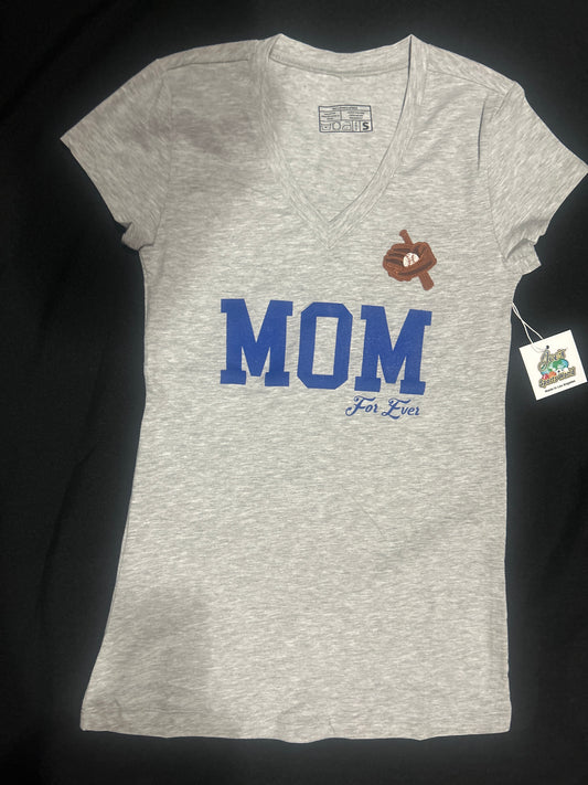 Joes Sports World “MOM For Ever” Shortsleeve V-Neck T-Shirt - Heather Grey