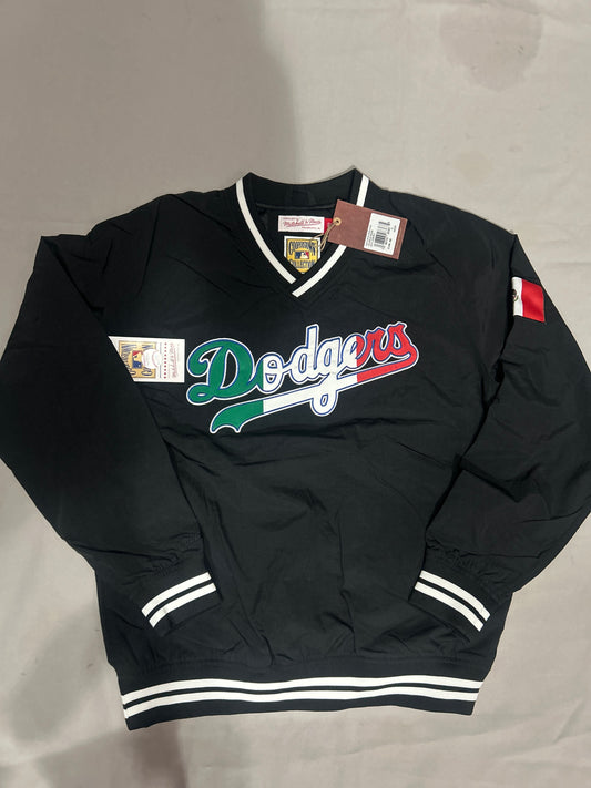 Los Angeles Dodgers MLB Mitchell & Ness Cooperstown Collection Black / Vintage Mexico Flag Nylon Pullover Jacket