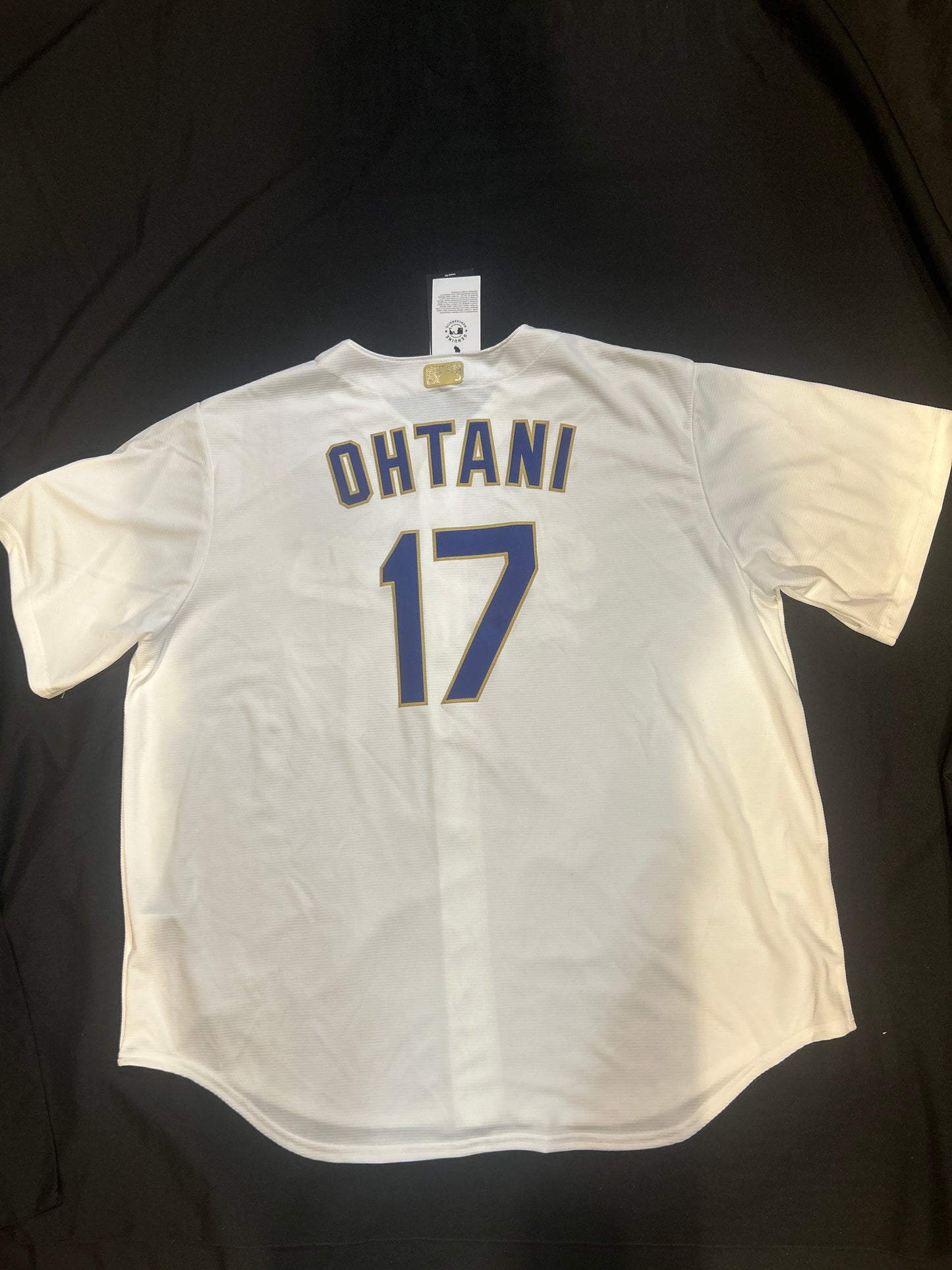 Los Angeles Dodgers MLB Nike Genuine Merchandise Gold Elite 2025 World Series Champions #17 Ohtani Authentic Replica Men Jersey