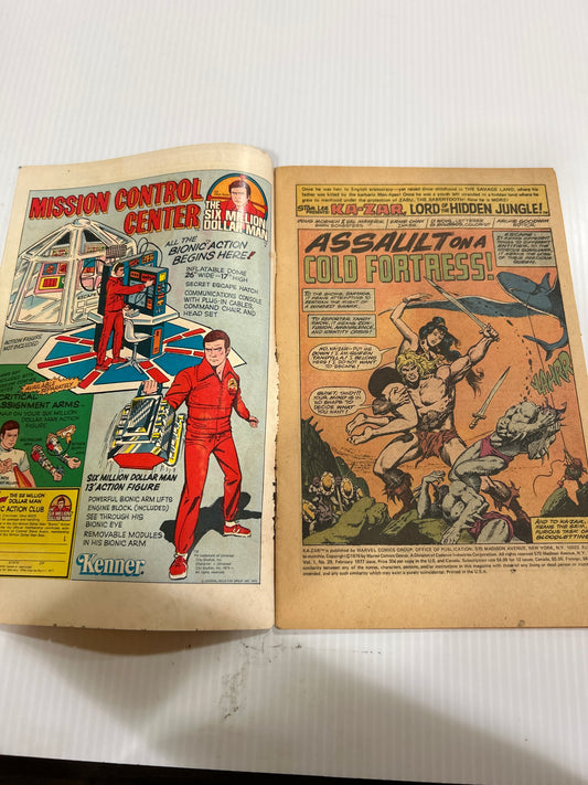 Lord of the Hidden Jungle Ka-Zar by Marvel Comics Book #20 Comic Book