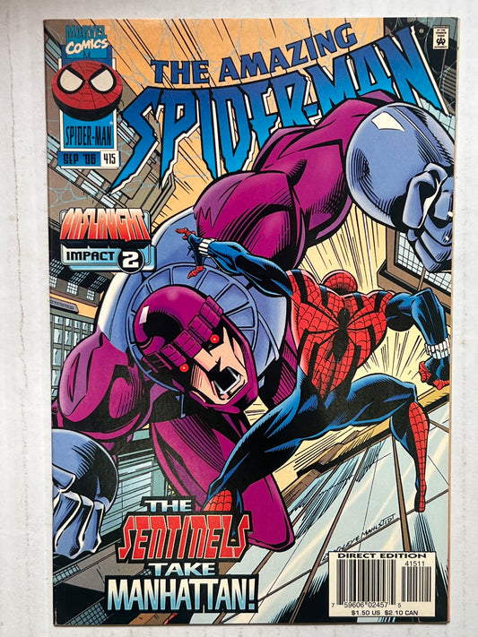 The Amazing Spider-Man By Marvel Comics Group “The Sentinels take Manhattan!” #415 Sept 1996 Comic Book