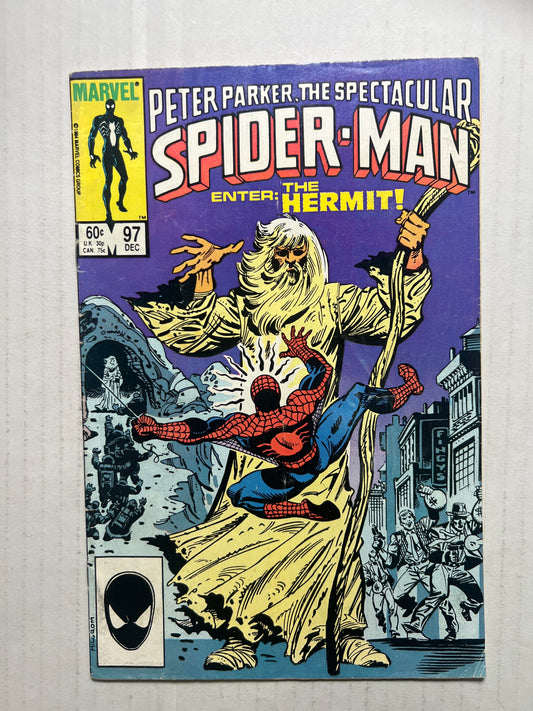 Peter Parker, The Spectacular Spider-Man Marvel Comics Group “Enter: The Hermit!” #97 Dec 1984 Comic Book