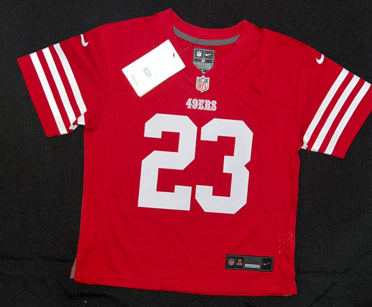 San Francisco 49ers NFL Nike On Field Apparel #23 McCaffrey kids Jersey