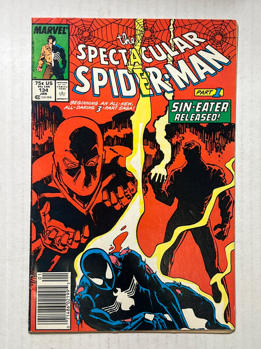 The Spectacular Spider-Man by Marvel Comics Group “Sin-Eater Released!” #134 Jan 1987 Comic Book