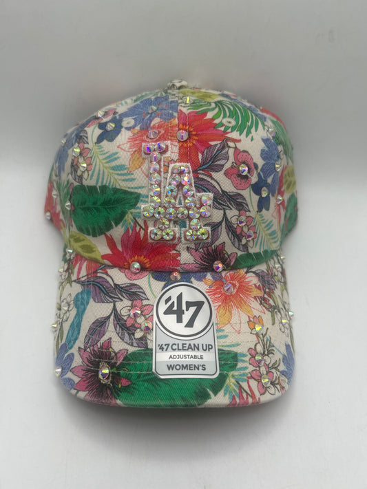 Los Angeles Dodgers MLB 47Clean Up Flower Bedazzled Adjustable Women Hat