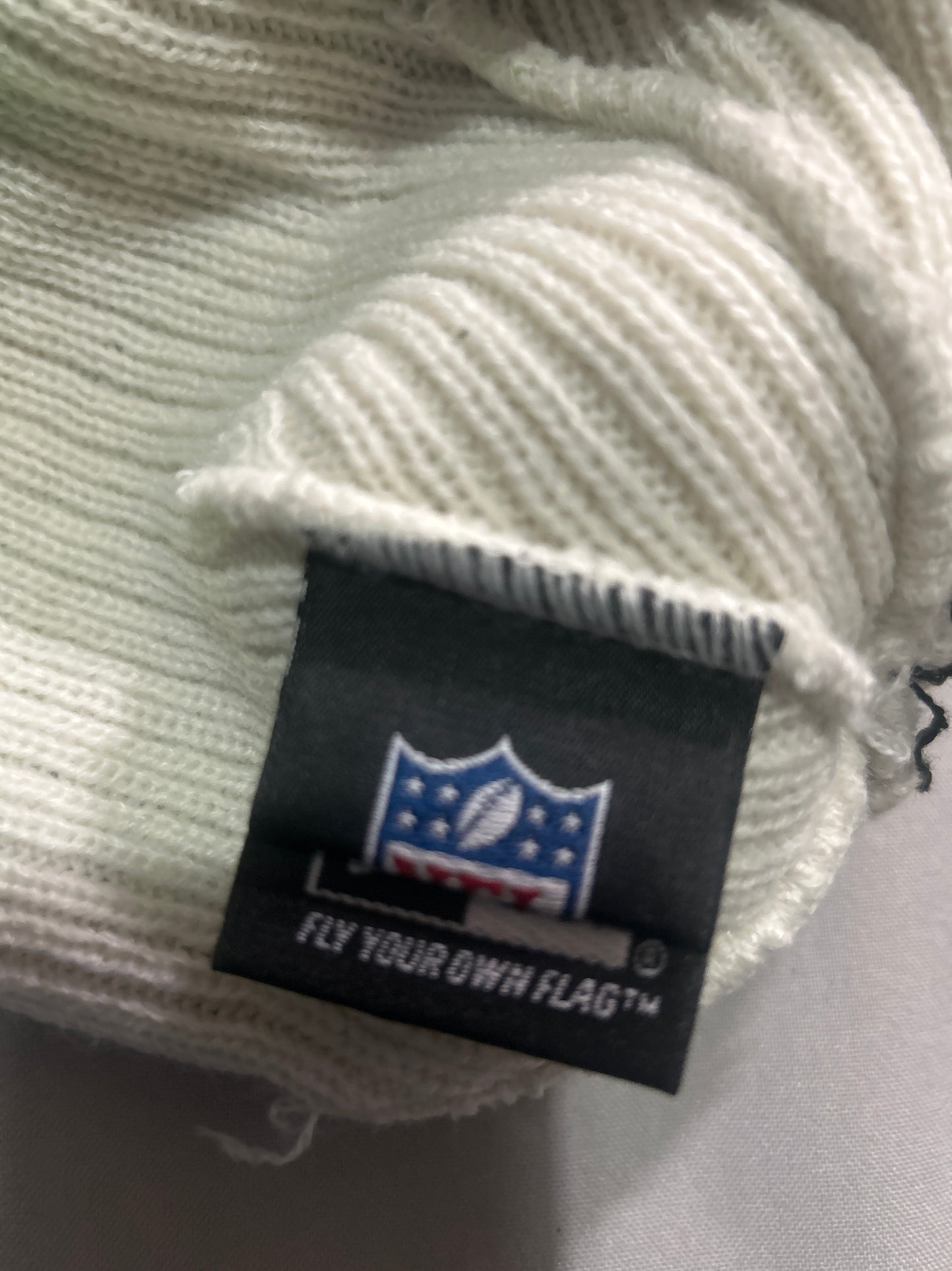 Seattle Seahawks NFL White Striped Knit Pom Beanie