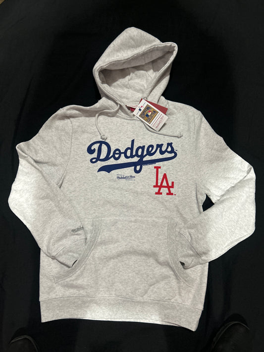 Los Angeles Dodgers MLB Cooperstown Collection Mitchell And Ness Fleece Men Hoodie Grey