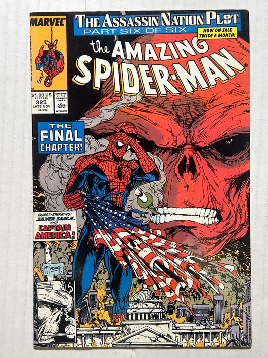 The Amazing Spider-Man by Marvel Comic Book “The Assassin Nation Plot” Part 6 of 6 #325 Comic Book
