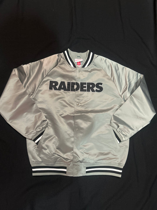 Las Vegas Raiders NFL Mitchell & Ness Throwback Double Clutch Men Satin Jacket