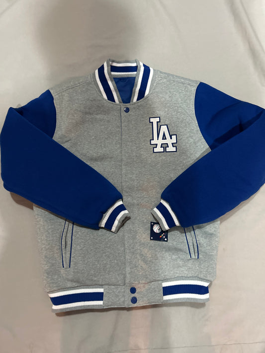 Los Angeles Dodgers MLB JH Design Group Reversible Two-Toned Fleece Buttoned Jacket - Grey/Royal Blue
