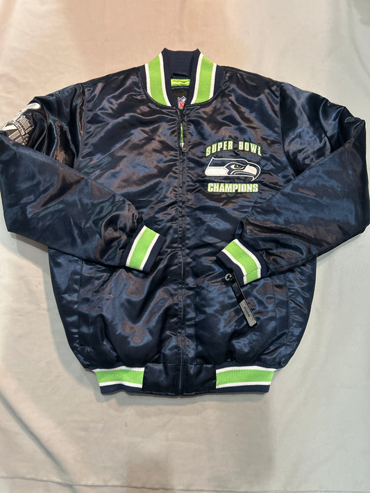 Seattle Seahawks NFL 2013 Super Bowl 48 Champions Blue Men Varsity Jacket