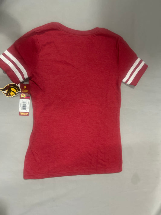 USC Trojans VINTAGE V-Neck Double Striped Women T-Shirt