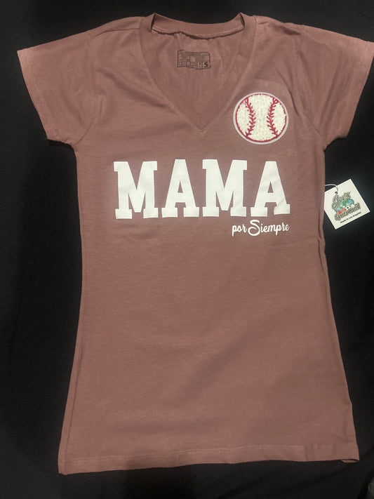 Joes Sports World “MAMA Por Siempre” Shortsleeve V-Neck T-Shirt - Mauve