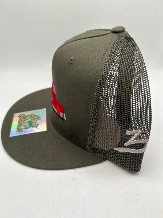 Vintage Pick Up Truck Dad Hat JSW Authentic Trucker Snapback Hat - Red / Olive