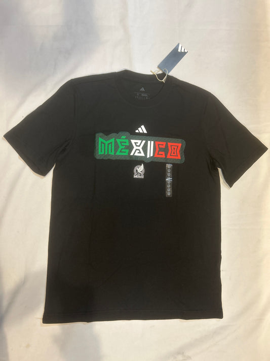 Mexico Adidas Black Regular Fit Men T-Shirt