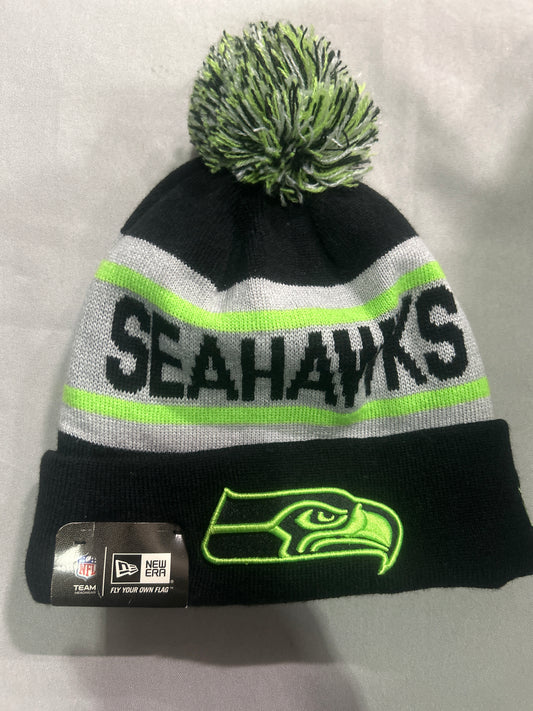 Seattle Seahawks NFL Black-Fluorescente Knit Pom Beanie