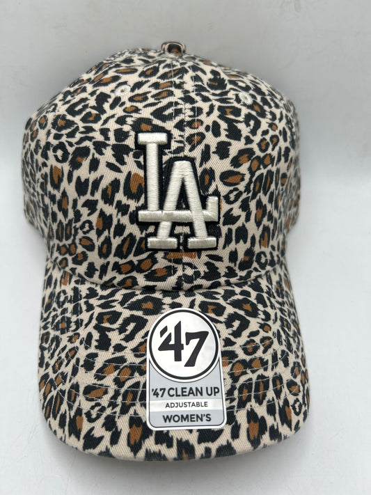Los Angeles Dodgers 47Clean Up Khaki Cheetah Adjustable Women Hat