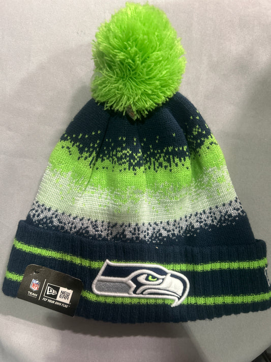 Seattle Seahawks NFL Official Colors Knit Pom Beanie