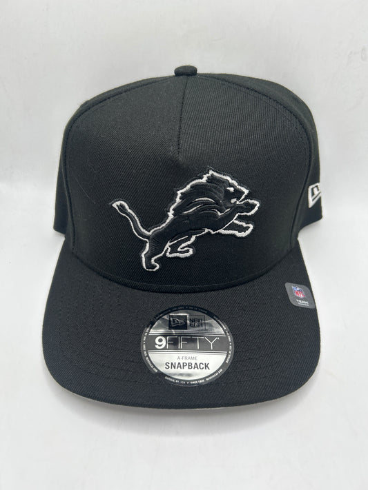 Detroit Lions NFL New Era 9Fifty A-Frame Snapback Black on Black
