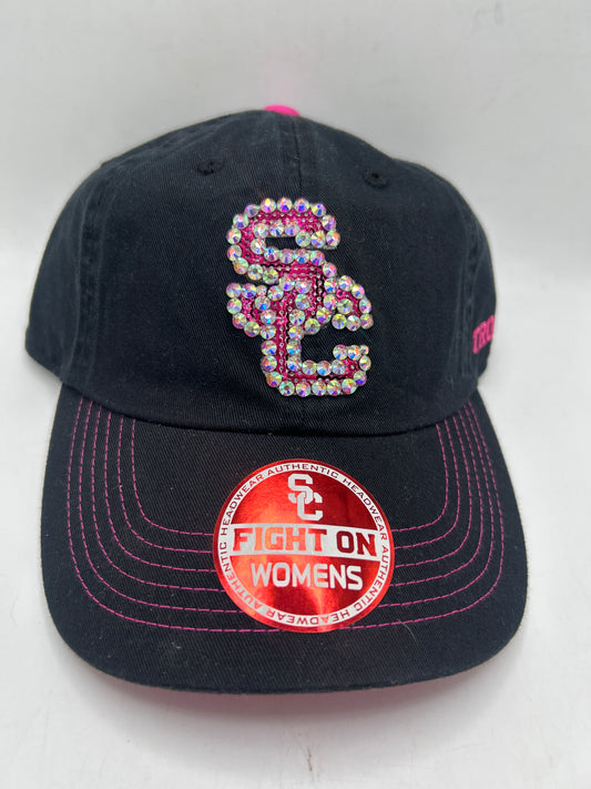 USC Trojans Women Bedazzled Adjustable Hat with Embroidered Lettering on Side Pannel