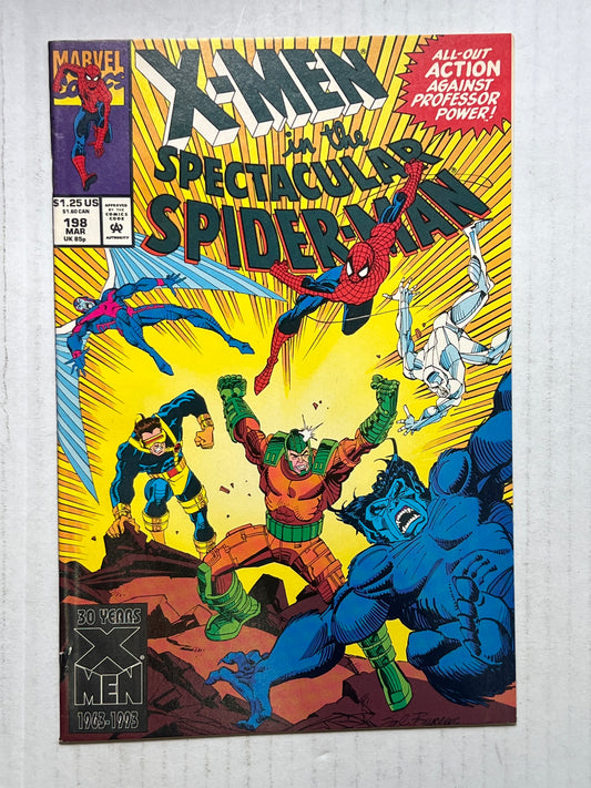 X-Men in the Spectacular Spider-Man by Marvel Comics Group “All-Out Action Against Professor Power!” #198 Mar 1993 Comic Book