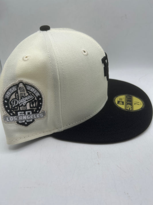 Los Angeles Dodgers MLB New Era Cooperstown Collection 1958-2018 Upside Down 59Fifty Fitted Hat