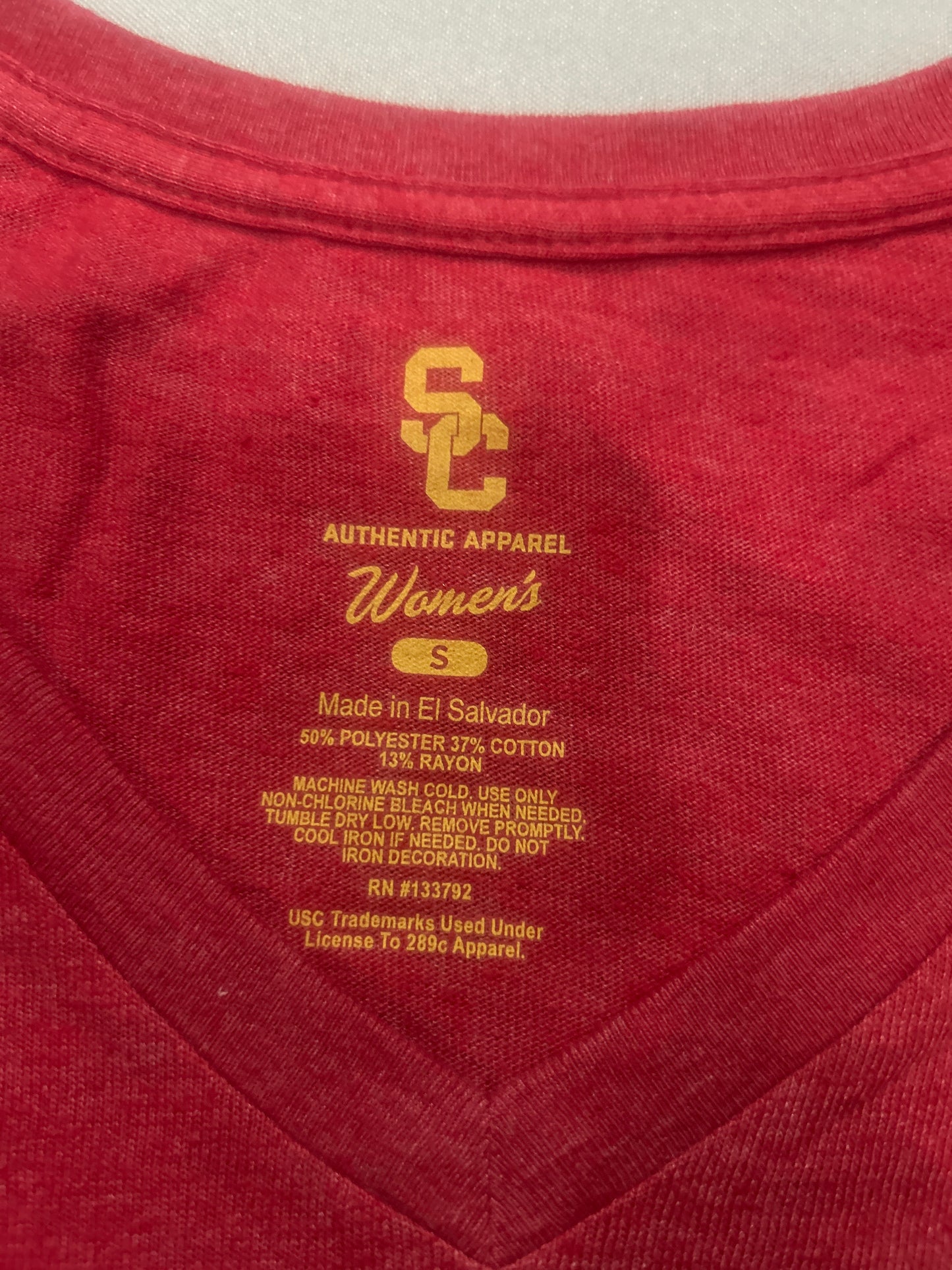 USC Trojans VINTAGE V-Neck Double Striped Women T-Shirt