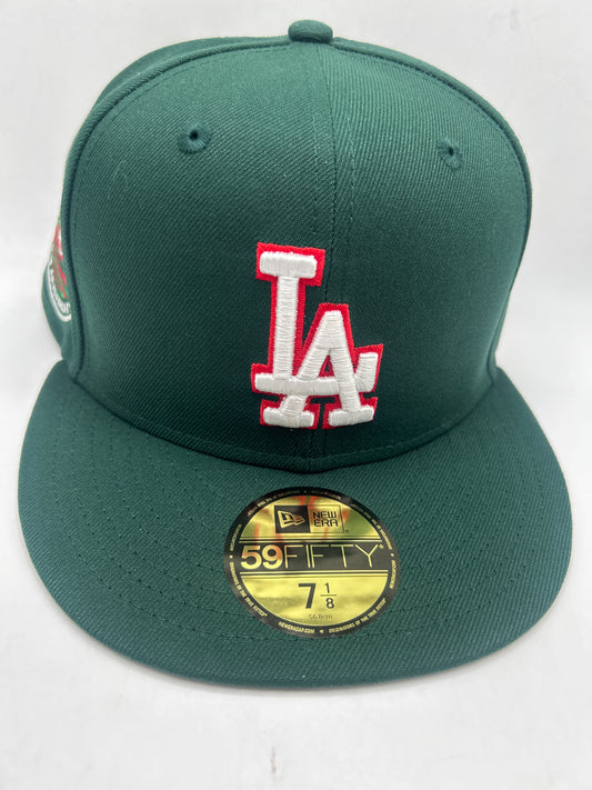 Los Angeles Dodgers MLB Cooperstown Collection New Era 59Fifty Dodgers Stadium 50th Anniversary Side Patch Fitted Hat Emerald Green