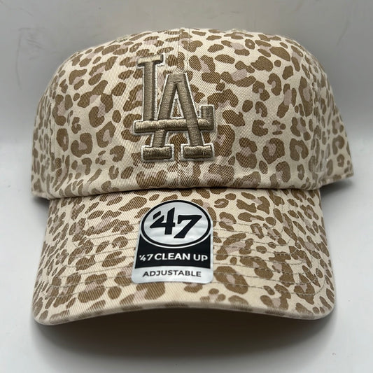Los Angeles Dodgers MLB ‘47 Clean Up Khaki Cheetah Adjustable Women Hat