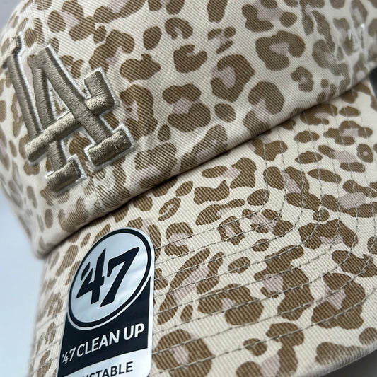Los Angeles Dodgers MLB ‘47 Clean Up Khaki Cheetah Adjustable Women Hat