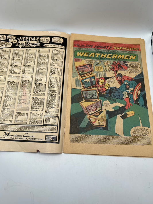 Earth's Mightiest Heroes! The Avengers by Marvel Comics Group "The Wrath of the Weathermen!" #210 Comic Book