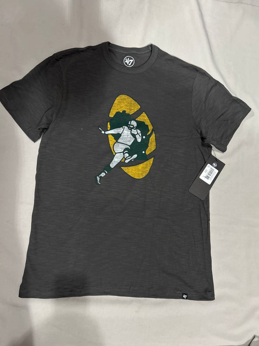 Green Bay Packers NFL 47Brand Historic Charcoal Grit Vintage Scrum Tee Men