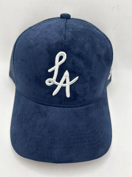 Los Angeles JSW Private Label Navy Suede A-Frame Snapback Hat