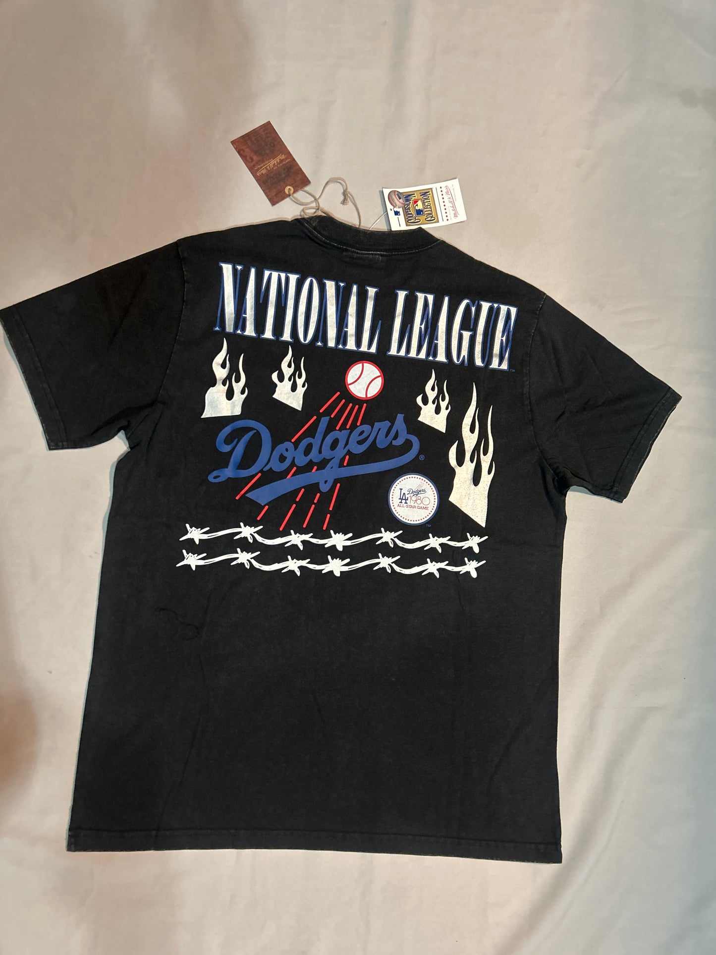 Los Angeles Dodgers MLB Cooperstown Collection Mitchell & Ness 7Champions 1958 Men Black Vintage T-Shirt