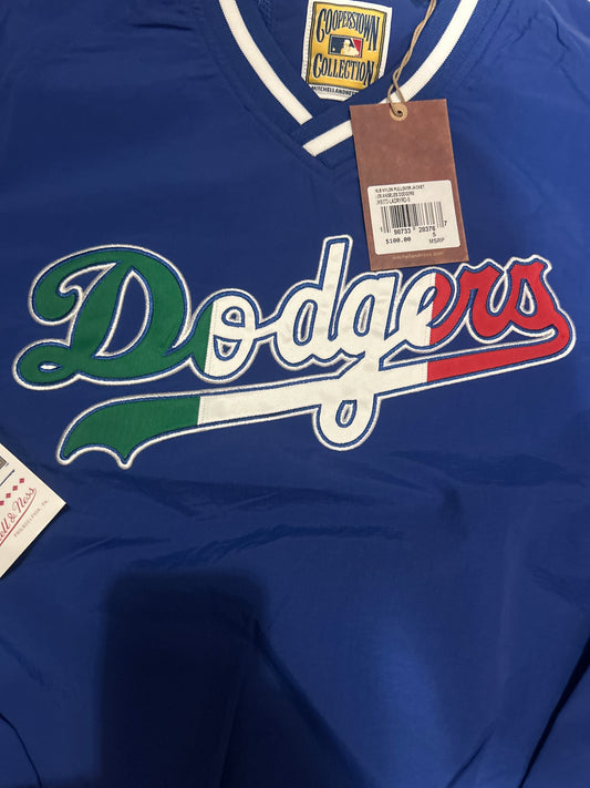 Los Angeles Dodgers MLB Mitchell & Ness Cooperstown Collection Royal Blue / Vintage Mexico Flag Nylon Pullover Jacket