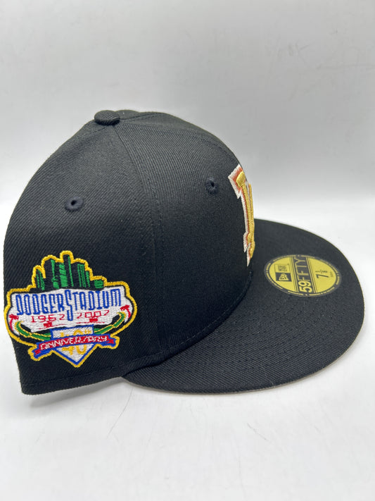 Los Angeles Dodgers MLB “40th Anniversary 1962-2002” Stadium Side Patch Cooperstown Collection Fitted Hat Black