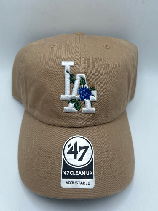 Los Angeles Dodgers MLB 47CleanUp Adjustable Khaki & Flowers Hat
