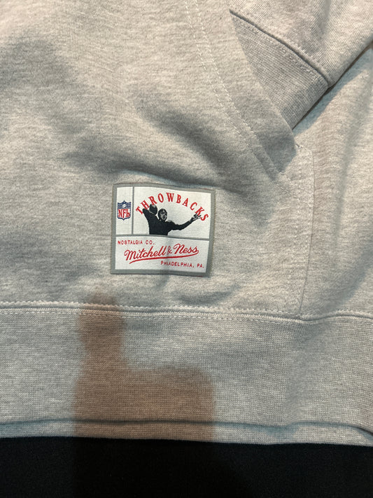 Philadelphia Eagles NFL Throwback Mitchell & Ness Tailsweep Grey Heather Hoodie