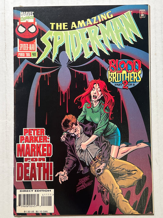 The Amazing Spider-Man by Marvel Comics Group “Blood Brothers” Part 2 of 6 #411 May 1996 Comic Book