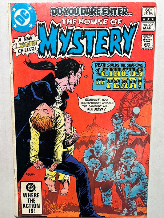 The House of Mystery by DC Comics “Death Stalk the Shadows of the Circus of Fear!” No. 302 Comic Books