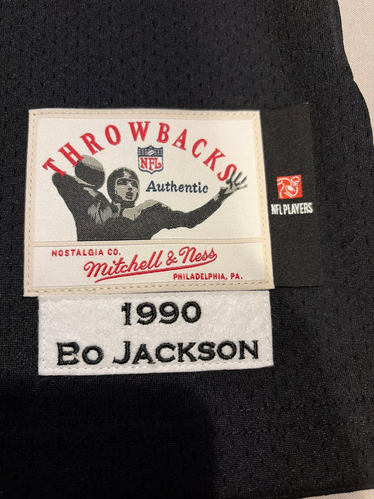 Las Vegas Raiders NFL Mitchell & Ness Throwback Authentic 1990 Bo Jackson #34Menās Jersey