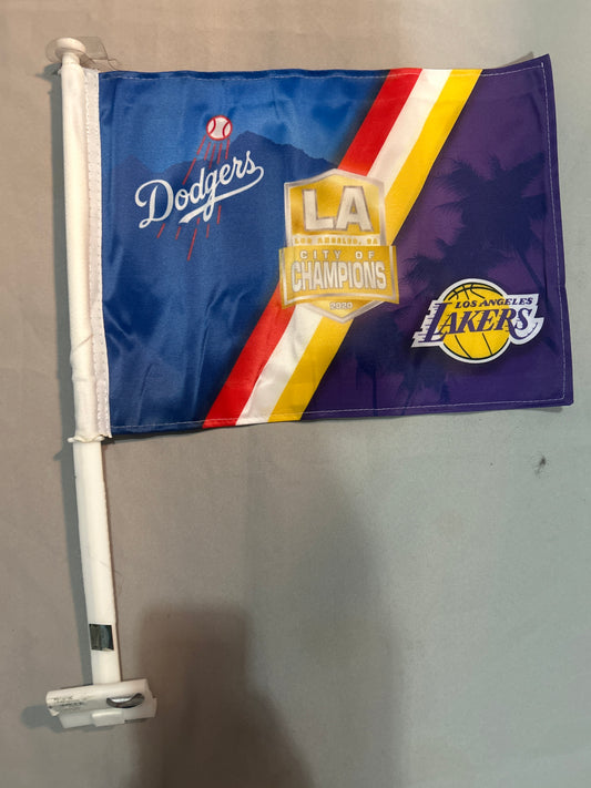 Los Angeles Dodgers / Lakers MLB / NBA 2020 Champions Car Flag