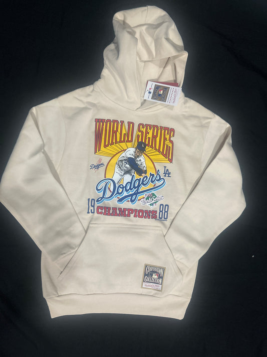 Los Angeles Dodgers MLB Cooperstown Collection Mitchell & Ness World Series Champions 1988 Hoodie - Cream