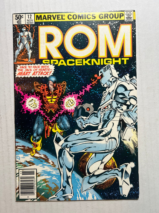 ROM Spaceknight by Marvel Comics Group "Face to Face with The Jack of Hearts- Heart Attack!" #12 Comic Book