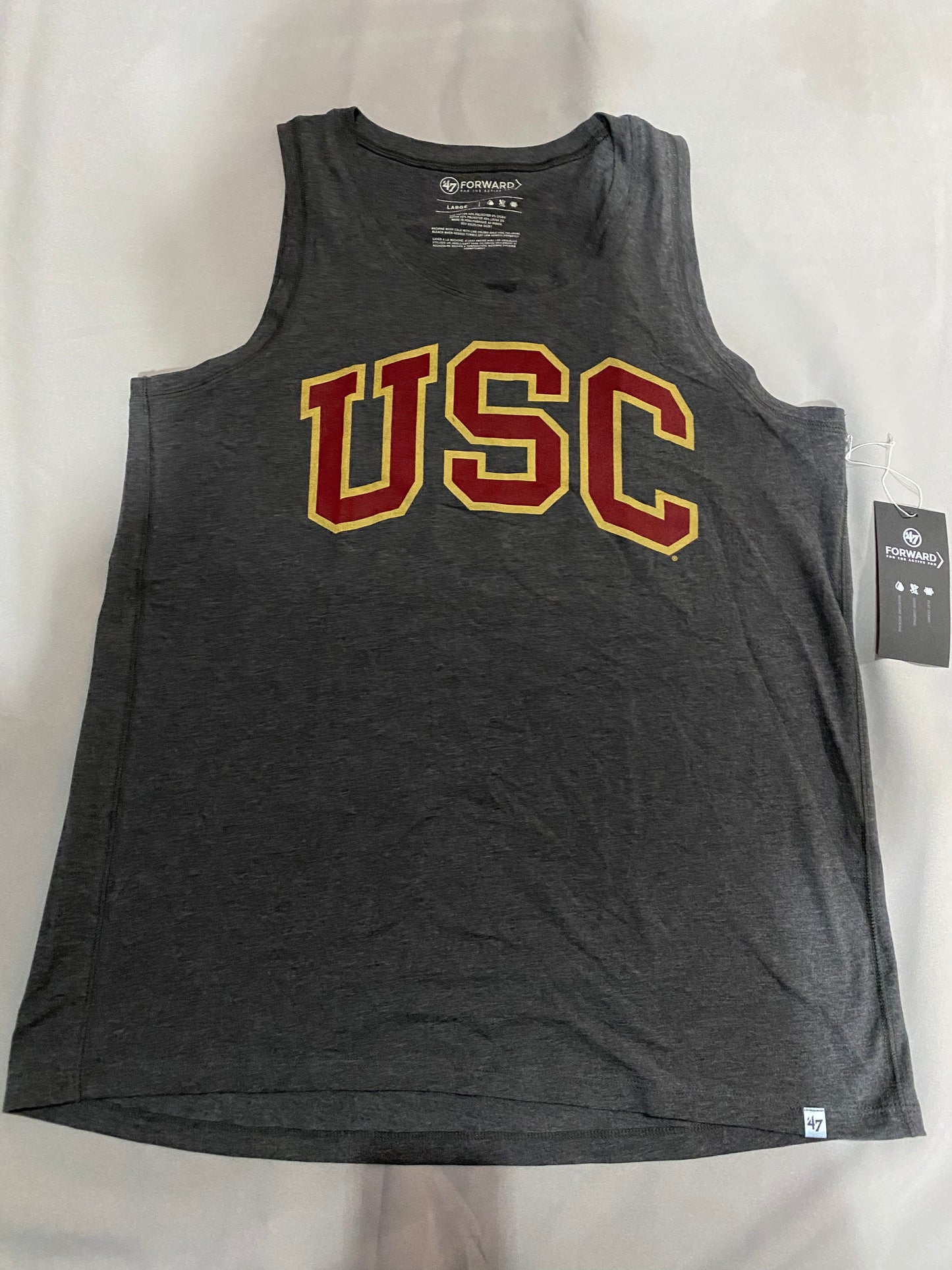 USC Trojans 47 FORWARD MEN Charcoal Grey with USC Letters Across Chest Tank Top