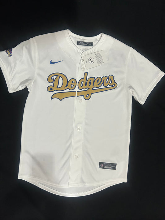 Los Angeles Dodgers Nike MLB WORLD SERIES CHAMPIONS 2024 Genuine Merchandise Authentic Replica White YOUTH Jersey