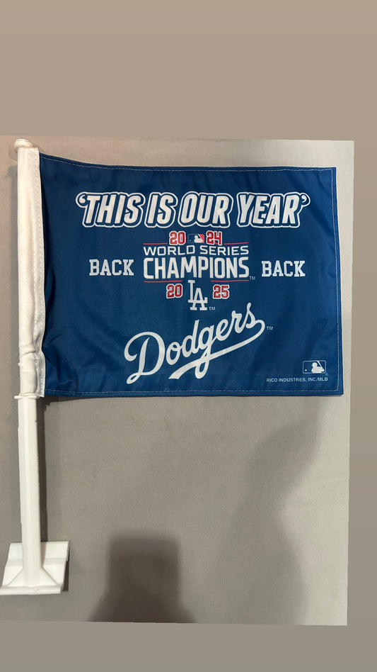 Los Angeles Dodgers MLB 2024/2025 Back to Back World Series Champions Car Flag