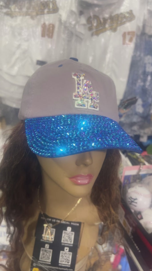 Vintage Los Angeles Dodgers MLB Puma Genuine Merchandise Grey Bedazzle Adjustable YOUTH Hat