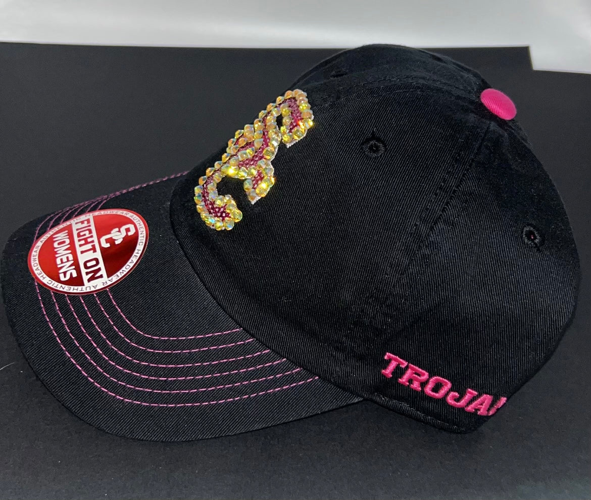 USC Trojans Women Bedazzled Adjustable Hat with Embroidered Lettering on Side Pannel