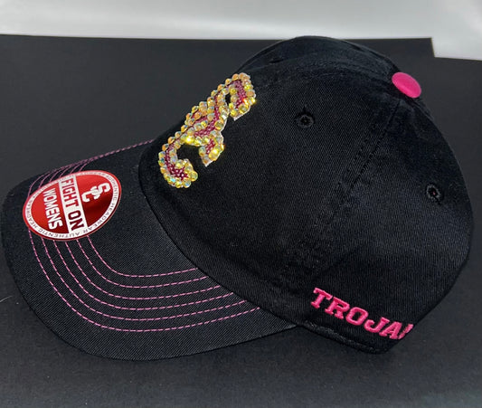 USC Trojans Women Bedazzled Adjustable Hat with Embroidered Lettering on Side Pannel